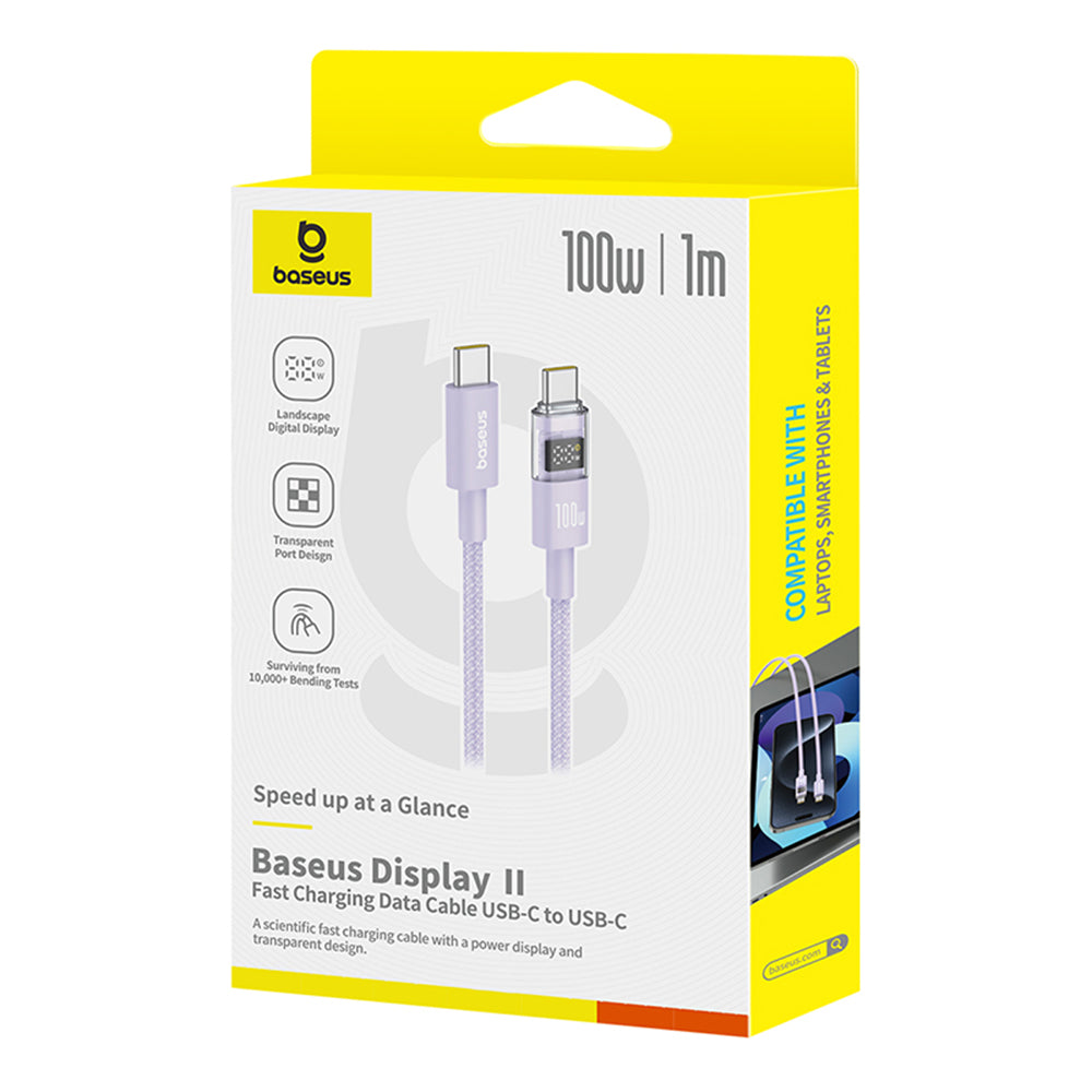 USB-C til USB-C Baseus Display 2 data- og ladekabel, 100W, 1m, Lilla P10382702511-00