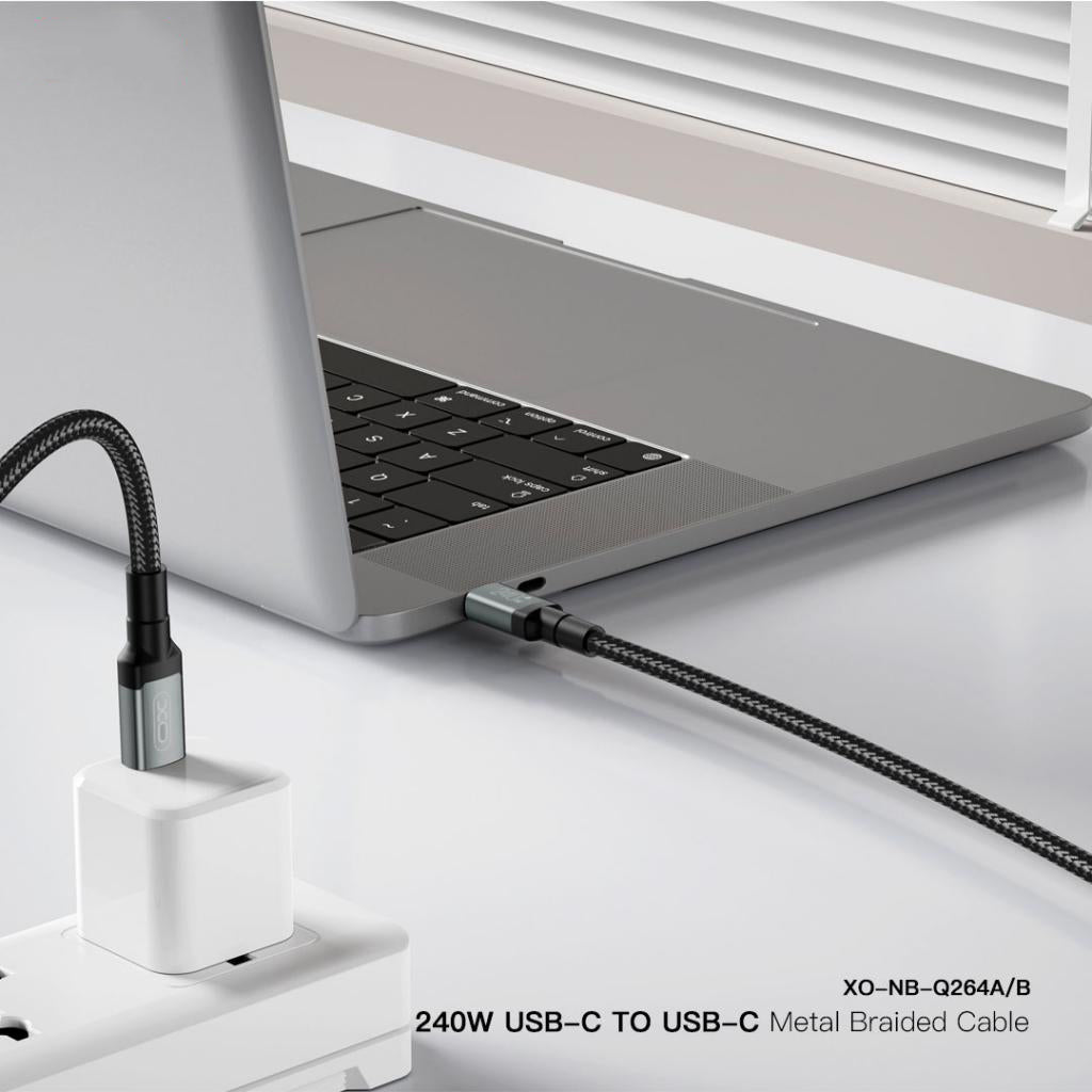 USB-C Data- og Ladekabel - USB-C XO Design NB-Q264B, 240W, 2m, Svart