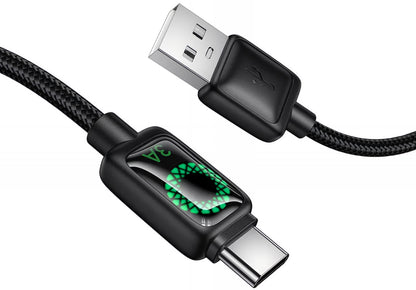 USB-A til USB-C data- og ladekabel HOCO U146, 36W, 1.2m, Svart