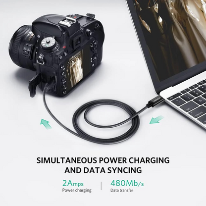 USB-C til miniUSB UGREEN US242 data- og ladekabel, 18W, 1m, Svart