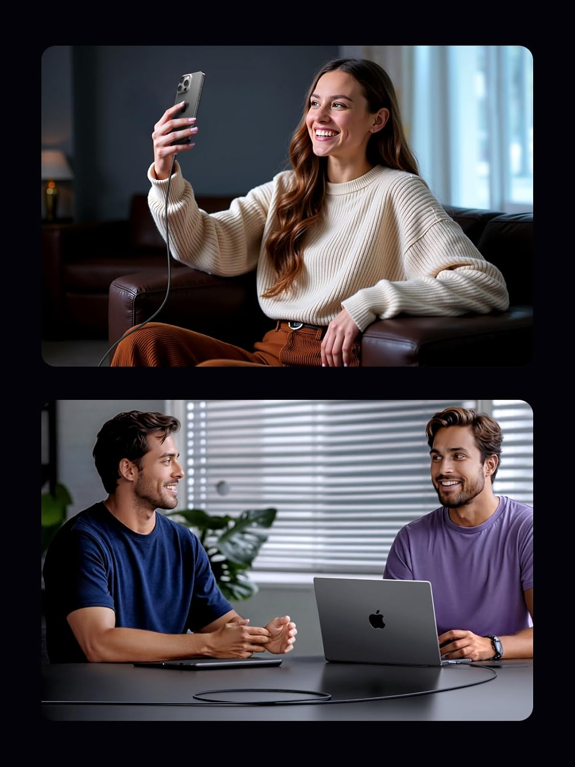 USB-C til USB-C data- og ladekabel UGREEN L524, 60W, 2m, Grå