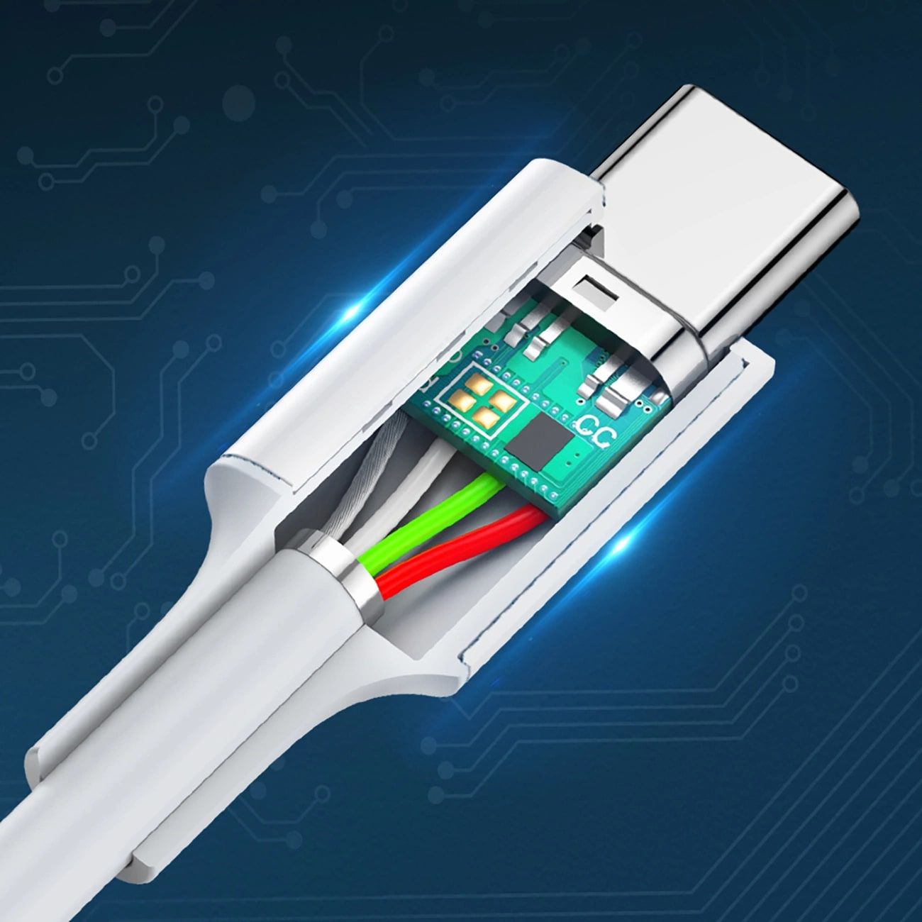 USB-C til USB-C data- og ladekabel UGREEN US264, 60W, 0.5m, Hvit