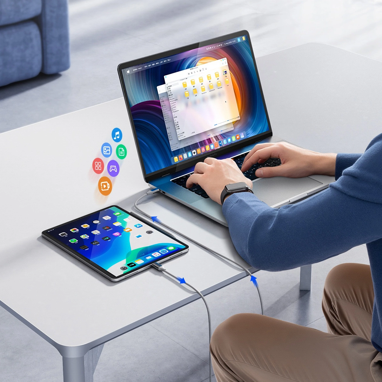 USB-C til USB-C data- og ladekabel Orico CDX, 60W, 1m, Hvit