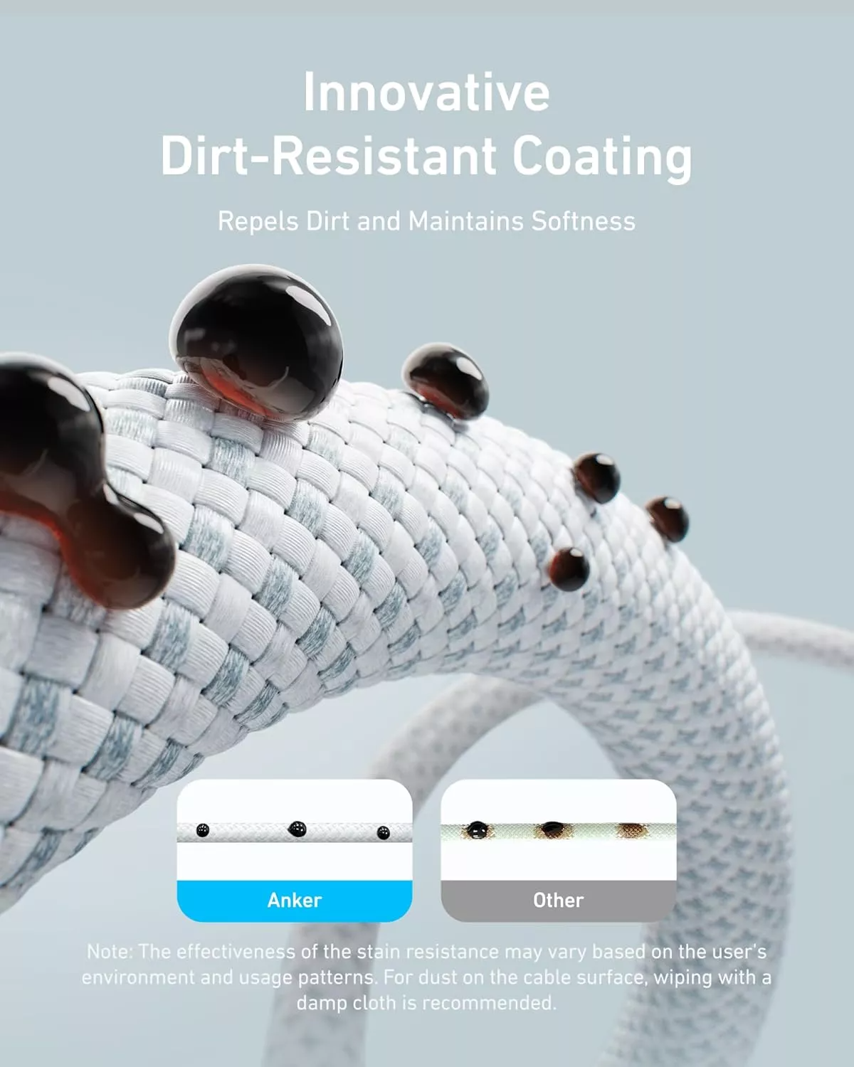 USB-C til USB-C Anker Zolo data- og ladekabel, 240W, 1.8m, Hvit A8060H22