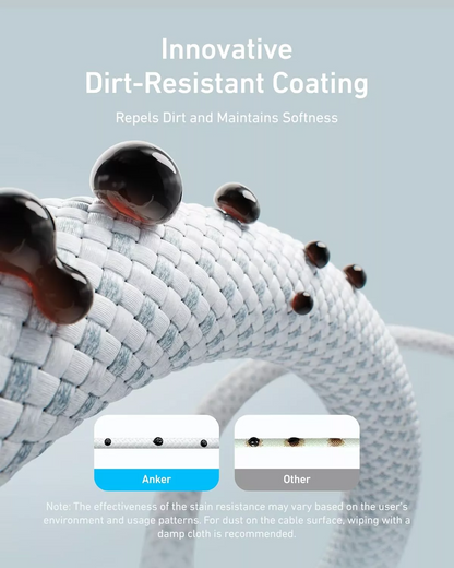 USB-C til USB-C Anker Zolo data- og ladekabel, 240W, 1.8m, Hvit A8060H22