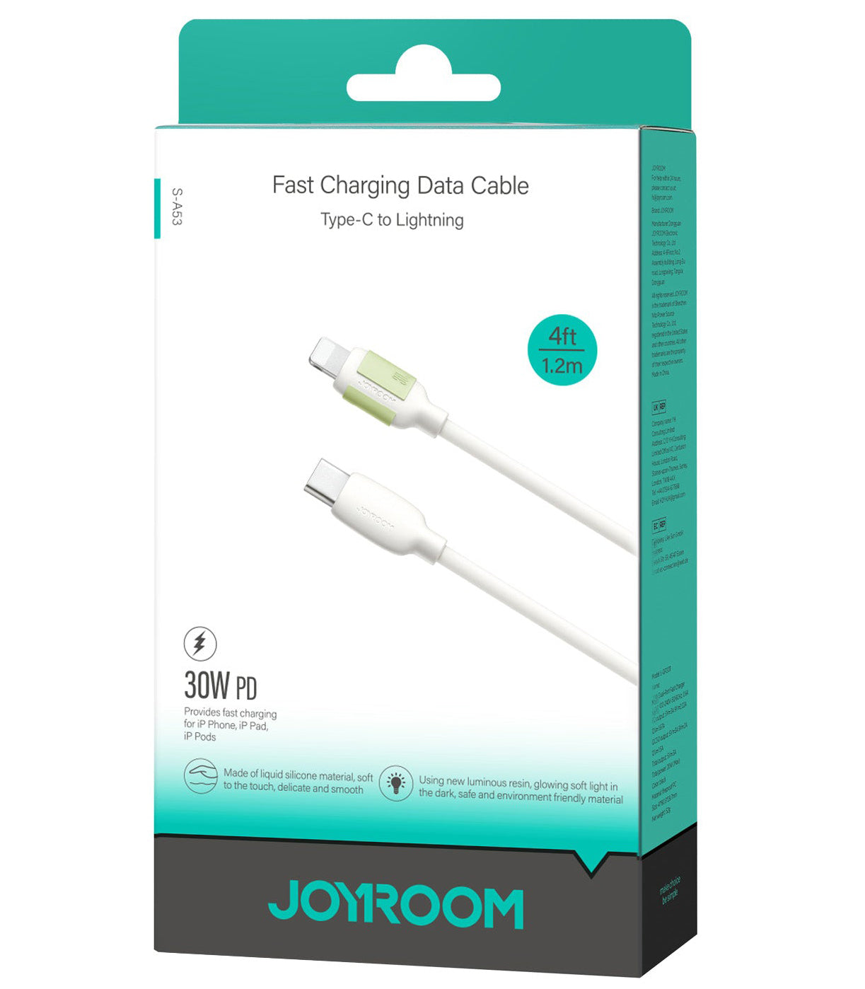 USB-C - Lightning lade- og datakabel Joyroom S-A53, 30W, 1.2m, Beige
