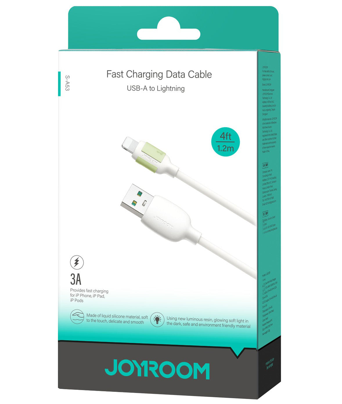 USB-A - Lightning lade- og datakabel Joyroom S-A53, 18W, 1.2m, Beige
