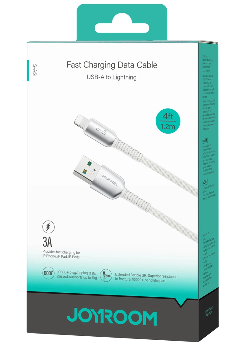 USB-A til Lightning data- og ladekabel Joyroom S-A51, 18W, 1,2m, grå