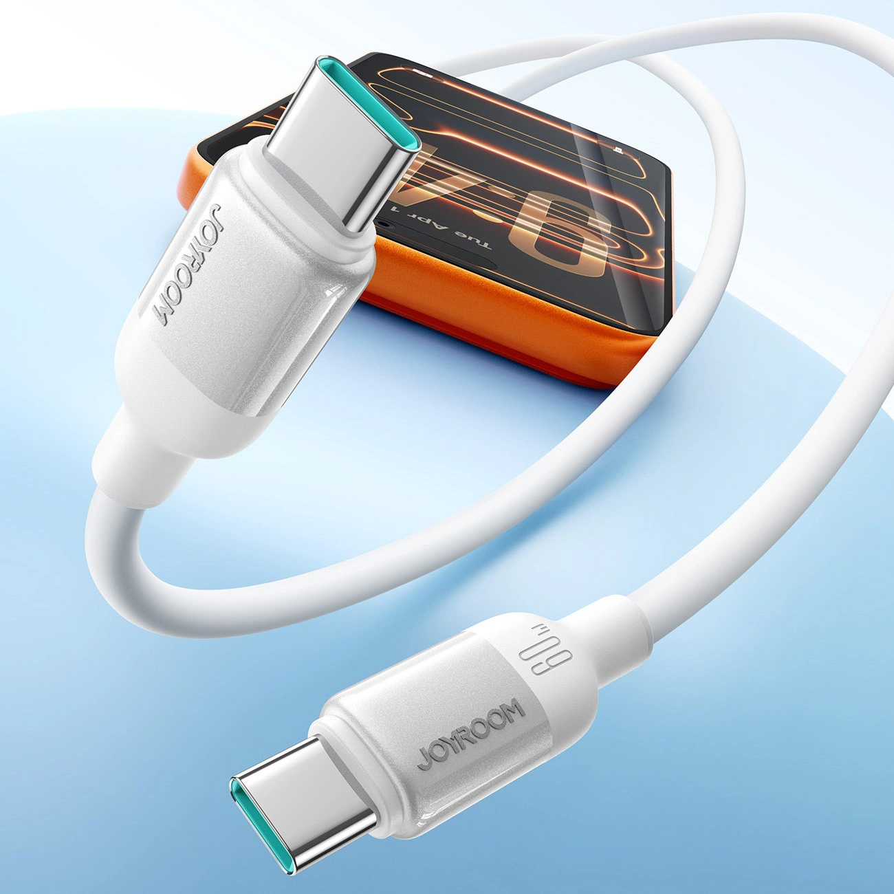 USB-C Data- og ladekabel - USB-C Joyroom S-A62 Lively, 60W, 1,2m, Hvit