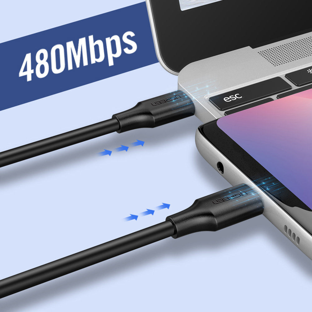 USB-C til USB-C data- og ladekabel UGREEN US286, 60W, 1m, Svart