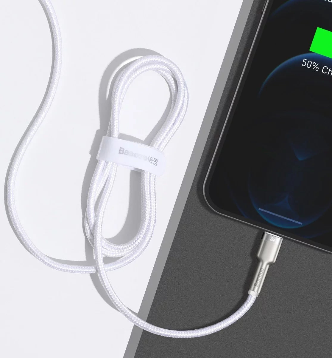USB-C til Lightning Baseus Cafule Metal Series, 20W, 2m, Hvit CATLJK-B02