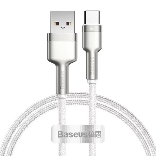 Data- og ladekabel USB-A - USB-C Baseus Cafule Metal Series, 66W, 2m, Hvit CAKF000202