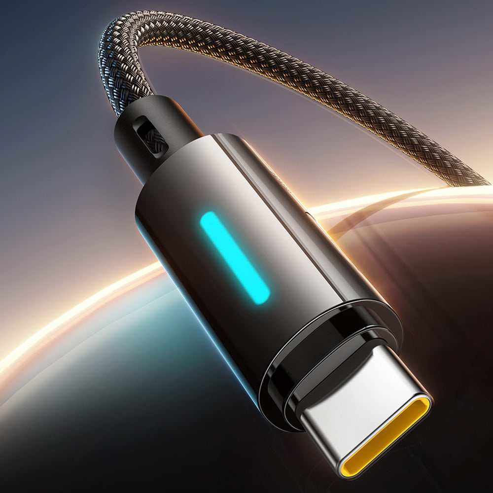 USB-A - USB-C Baseus Lit Button Control data- og ladekabel, 100W, 2m, Svart P10379002121-01