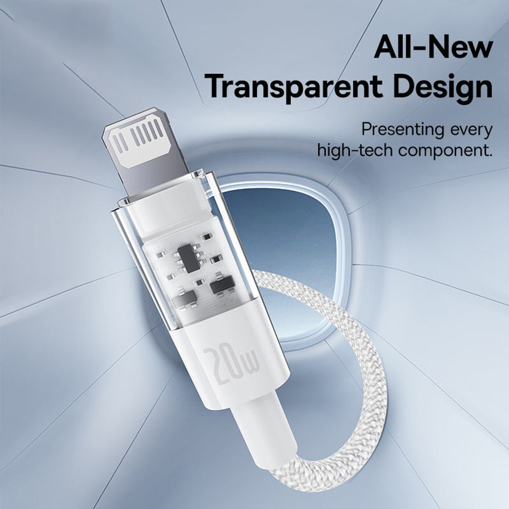 Data- og ladekabel USB-C - Lightning Baseus Gem, 20W, 1m, Hvit P10373001211-00