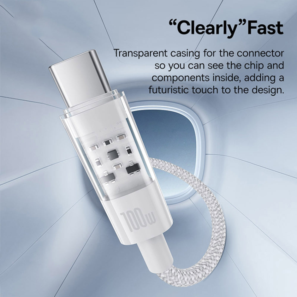 USB-C - USB-C Baseus Gem data- og ladekabel, 100W, 2m, Hvit P10373000211-01