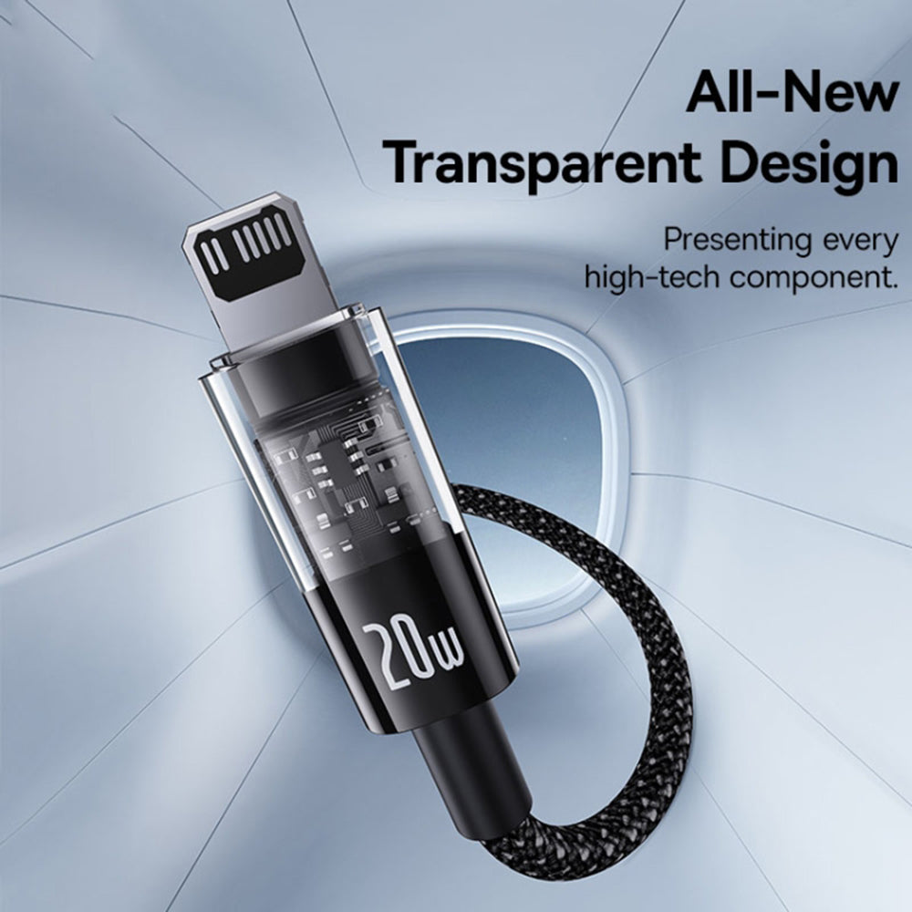 USB-C - Lightning Baseus Gem data- og ladekabel, 20W, 2m, Svart P10373001111-01