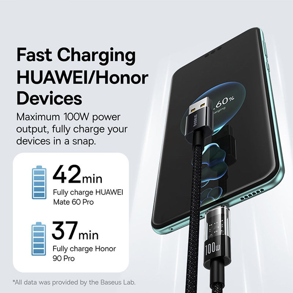 USB-A - USB-C Baseus Gem data- og ladekabel, 100W, 2m, Svart P10373002111-01