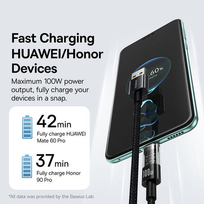 USB-A - USB-C Baseus Gem data- og ladekabel, 100W, 2m, Svart P10373002111-01