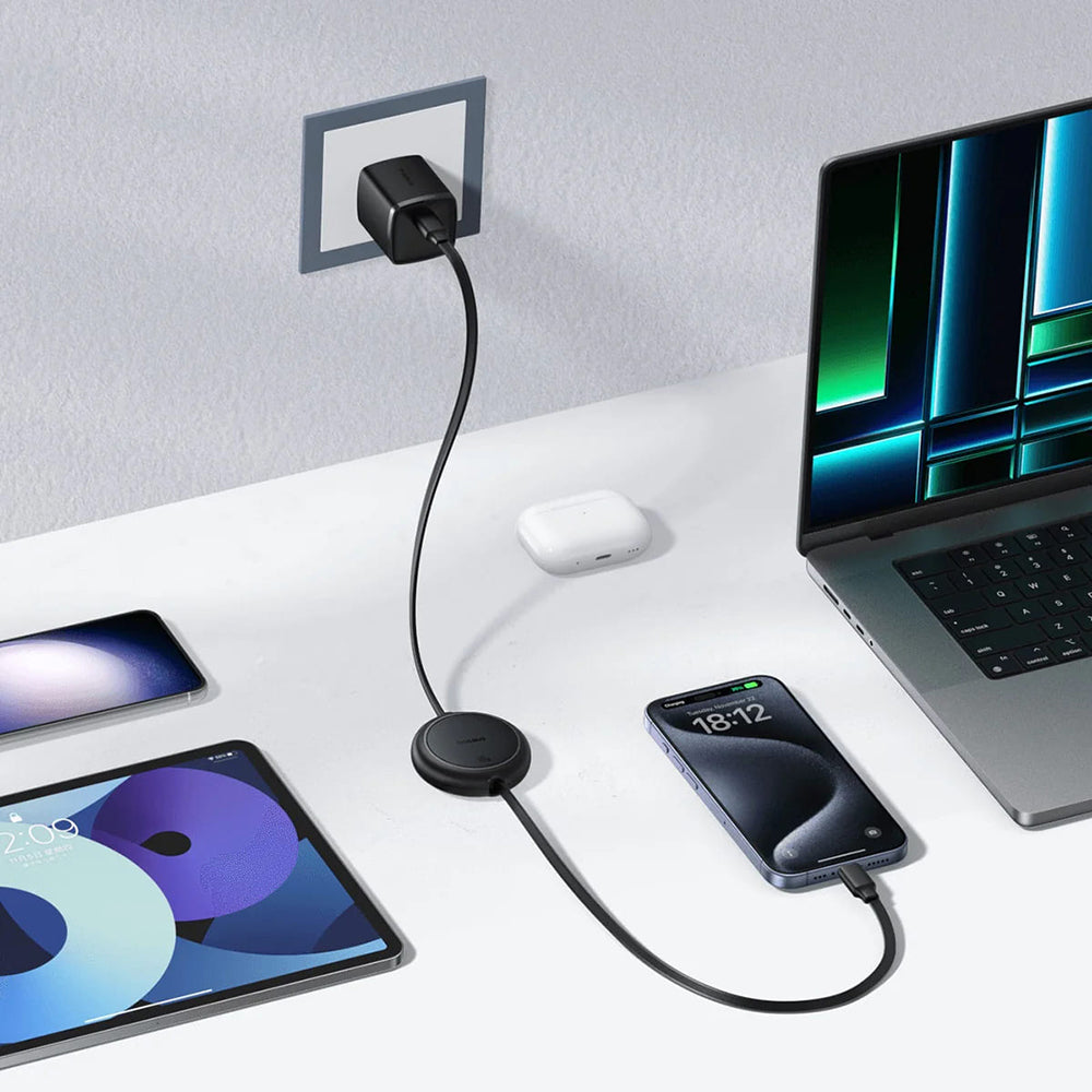 USB-C til USB-C Baseus Free2Pull Mini Retractable Data- og Ladekabel, 60W, 1m, Svart P10364500111-01