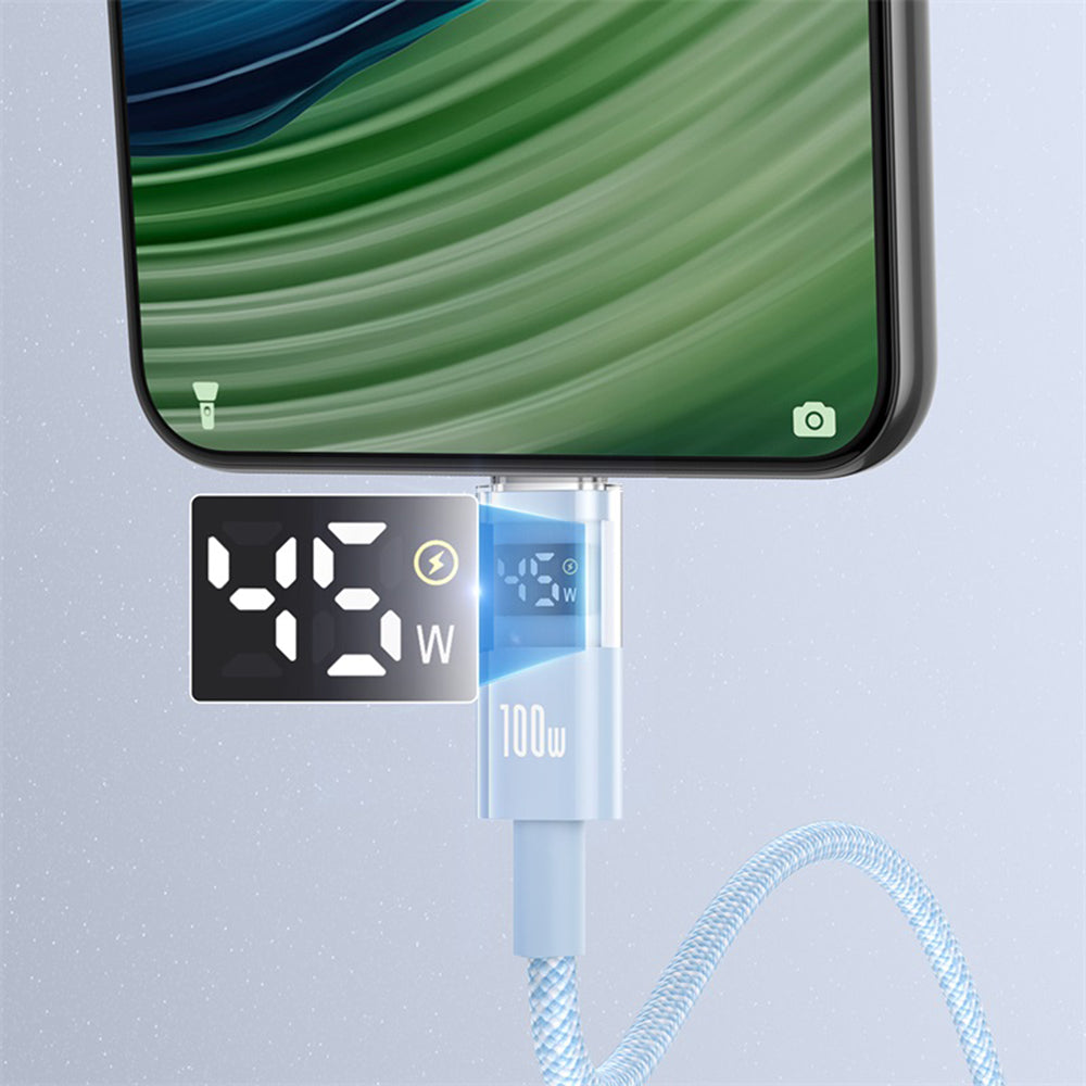 USB-A - USB-C Baseus Display 2 data- og ladekabel, 100W, 1m, Blå P10382701311-00