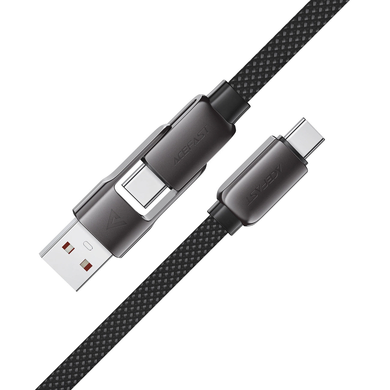 USB-C - USB-A / USB-C Acefast C13-05 data- og ladekabel, 60W, 0.2m, Svart