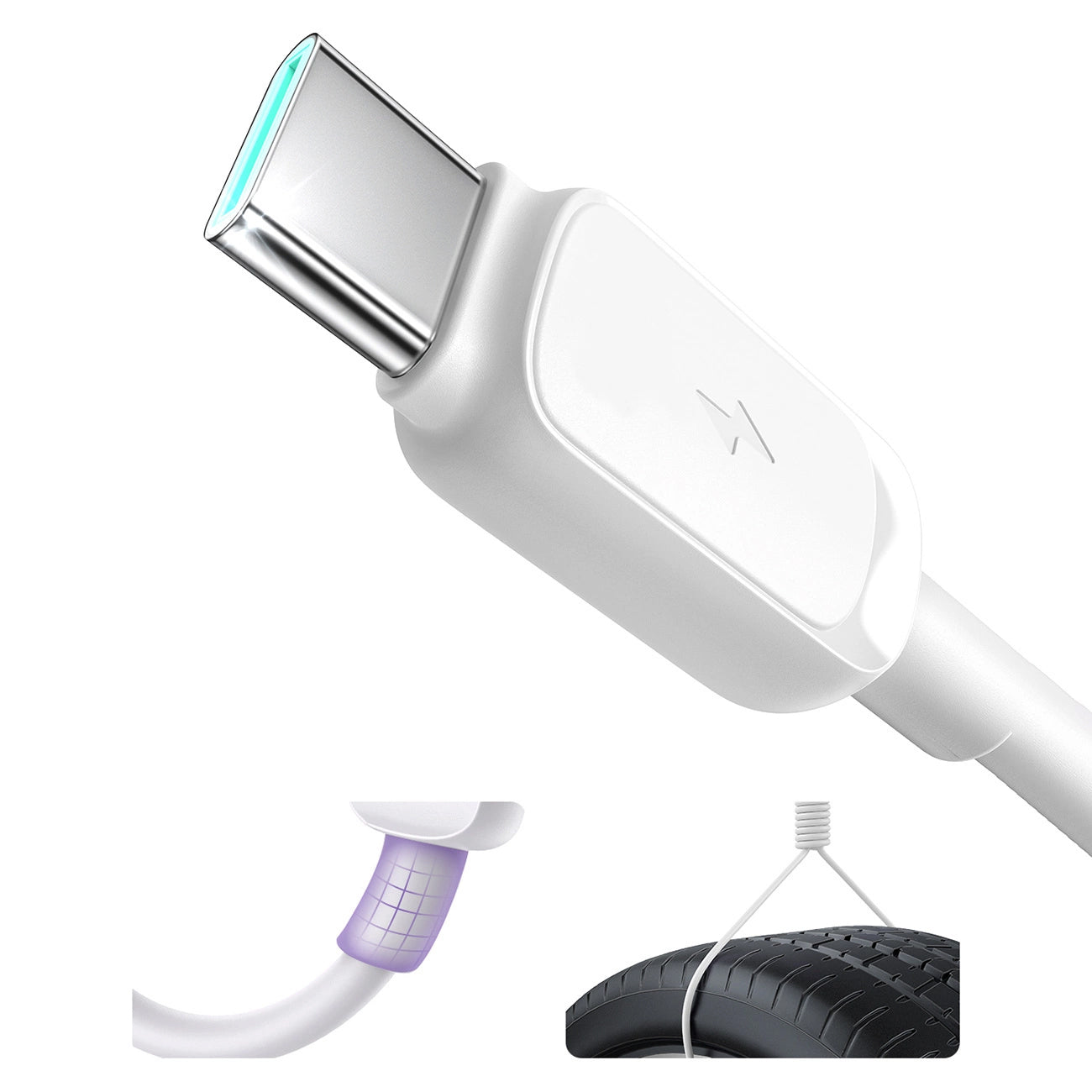 USB-A - USB-C Joyroom S-A14 data- og ladekabel, 20W, 1.2m, Hvit