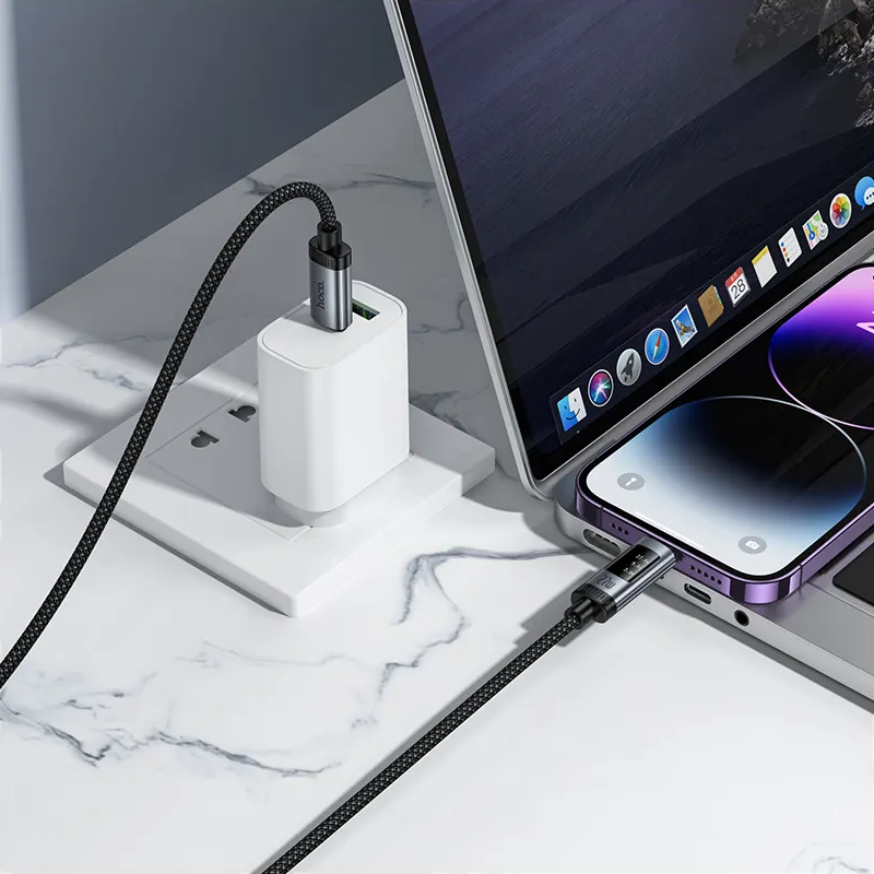 USB-C - Lightning Data- og Ladekabel HOCO Display U148, 27W, 1.2m, Svart