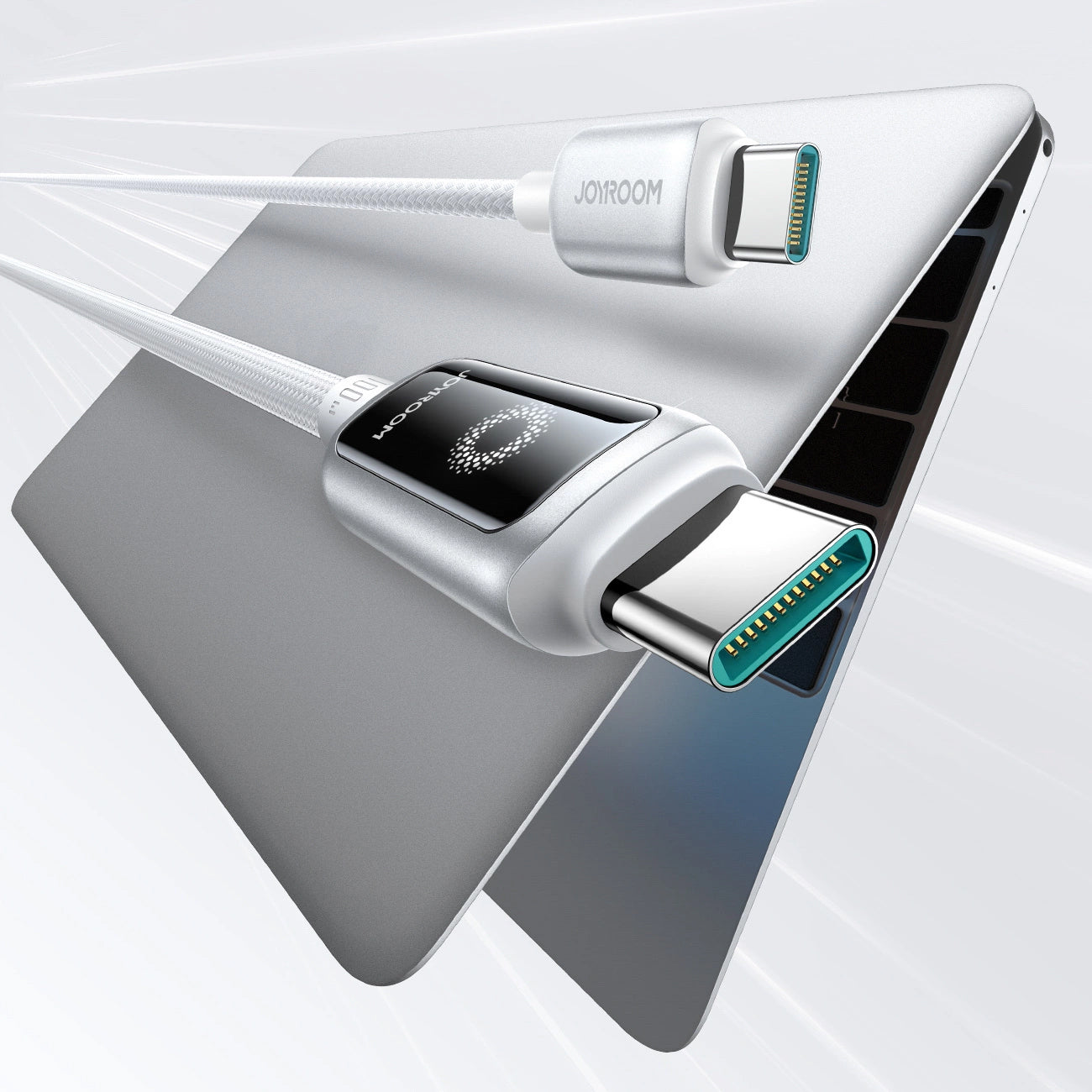 USB-C til USB-C data- og ladekabel Joyroom S-A55 StarFlight Display, 100W, 1.2m, Hvit