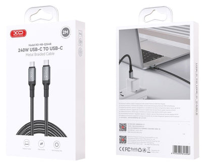 USB-C Data- og Ladekabel - USB-C XO Design NB-Q264B, 240W, 2m, Svart