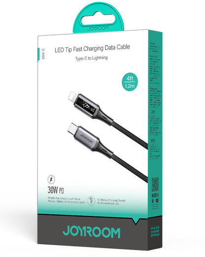 USB-C til Lightning-lade- og datakabel Joyroom S-A60 StarTalk, 30W, 1.2m, Svart