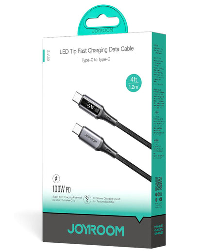 USB-C til USB-C data- og ladekabel Joyroom S-A60 StarTalk, 100W, 1.2m, Svart
