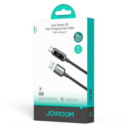 USB-A til USB-C data- og ladekabel Joyroom S-A55 StarFlight Display, 66W, 1.2m, Svart
