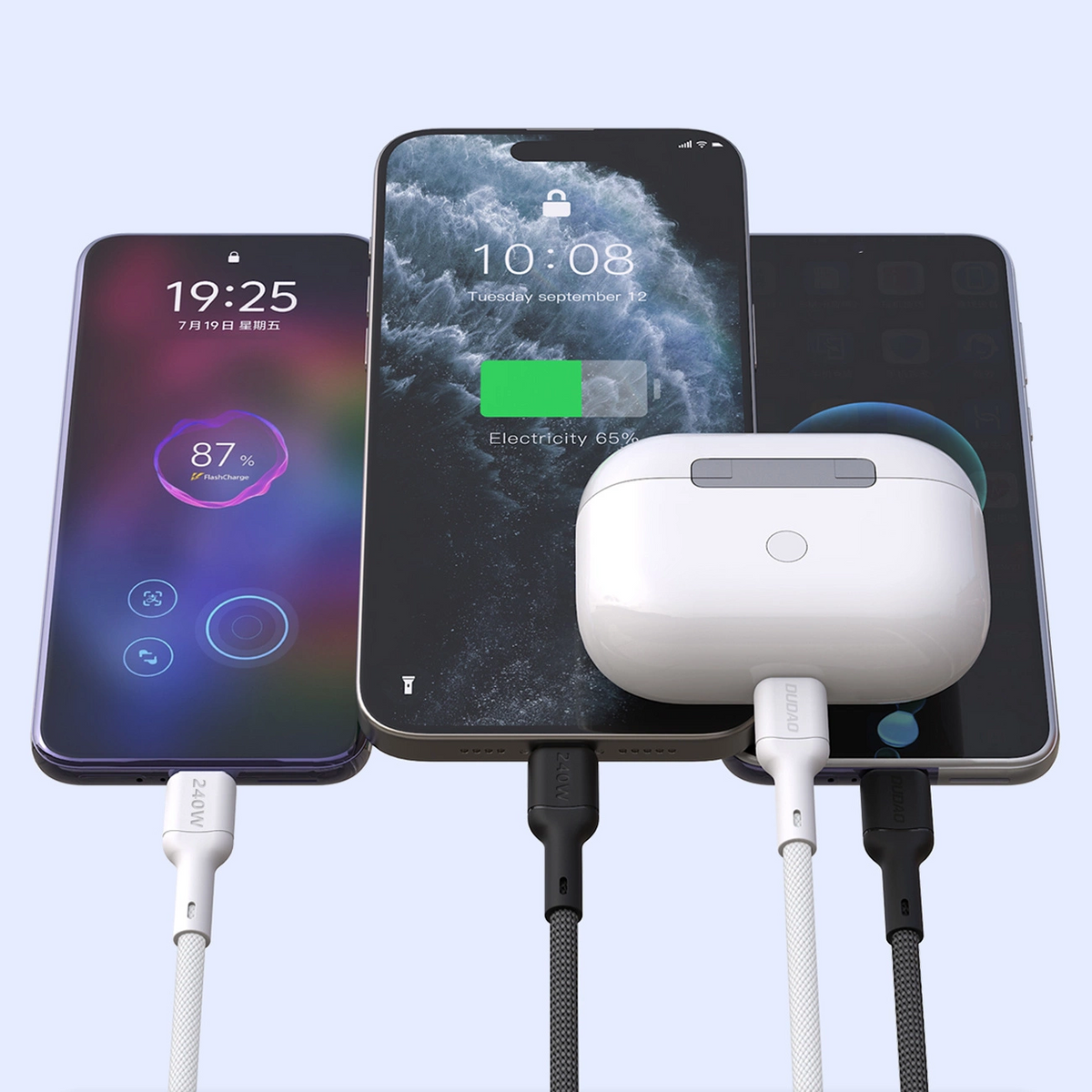 USB-C Data- og ladekabel - USB-C Dudao L9C Max, 240W, 1,2m, Svart