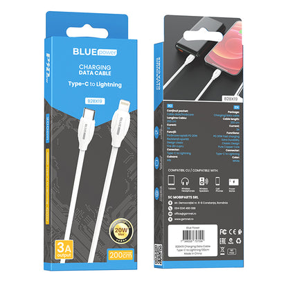 USB-C - Lightning data- og ladekabel BLUE Power B2BX19, 18 W, 2 m, hvit
