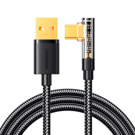 USB-A - USB-C Joyroom S-UC027A6 Angled data- og ladekabel, 60W, 1.2m, Svart
