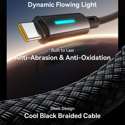 USB-A - USB-C Baseus Lit Button Control data- og ladekabel, 100W, 2m, Svart P10379002121-01