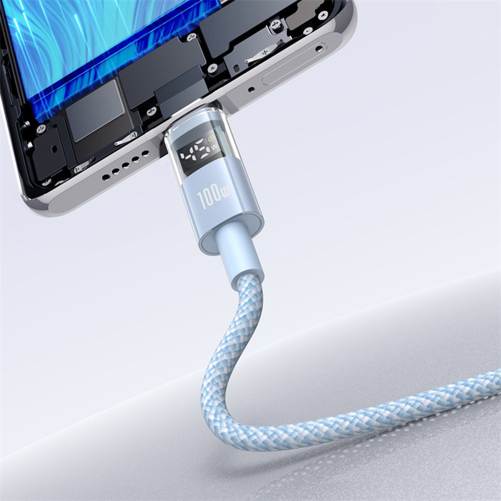 USB-A - USB-C Baseus Display 2 data- og ladekabel, 100W, 1m, Blå P10382701311-00
