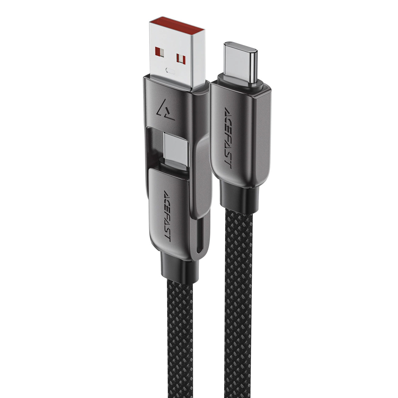 USB-C - USB-A / USB-C Acefast C13-05 data- og ladekabel, 60W, 0.2m, Svart