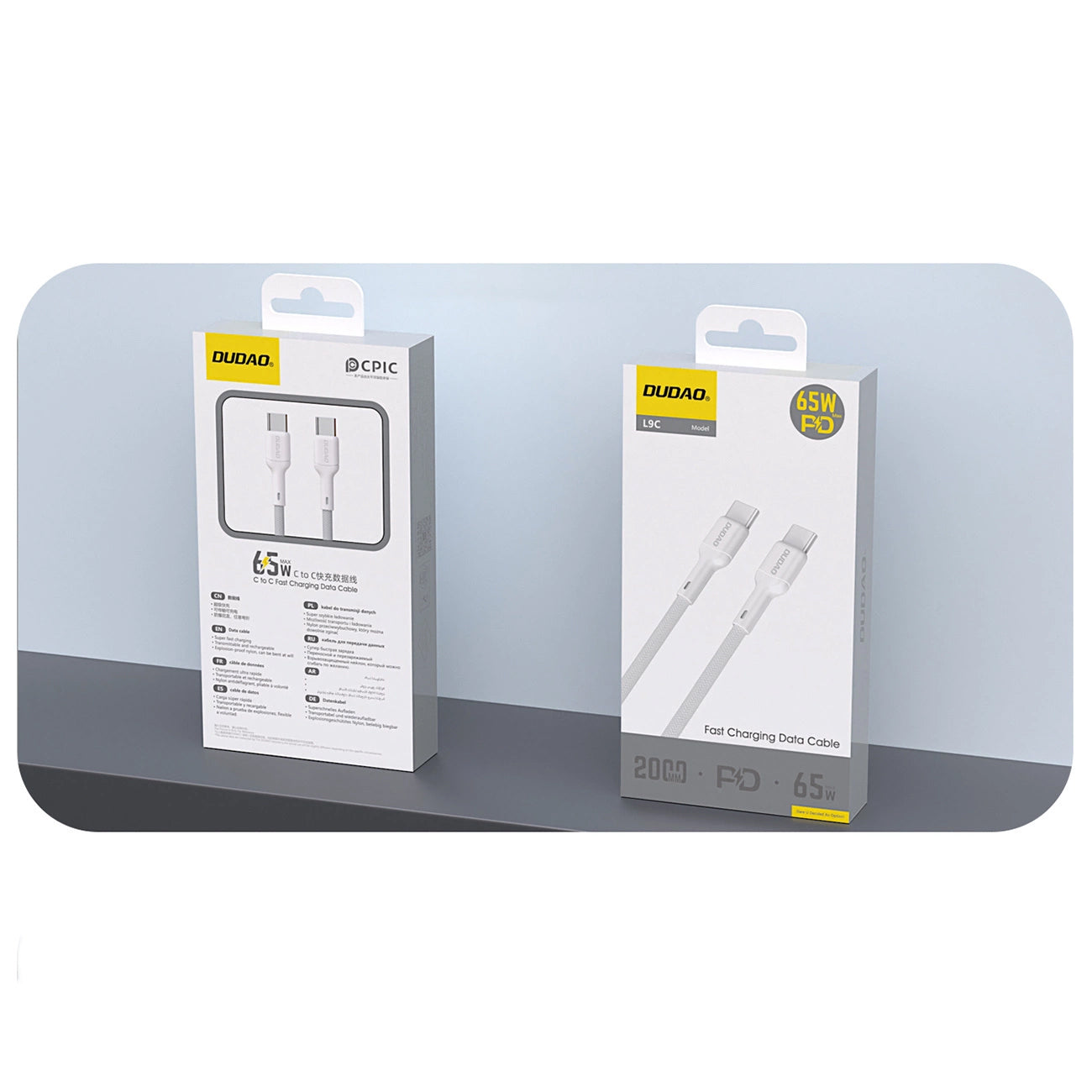 Data- og ladekabel USB-C - USB-C Dudao L9C, 65W, 1m, Hvit