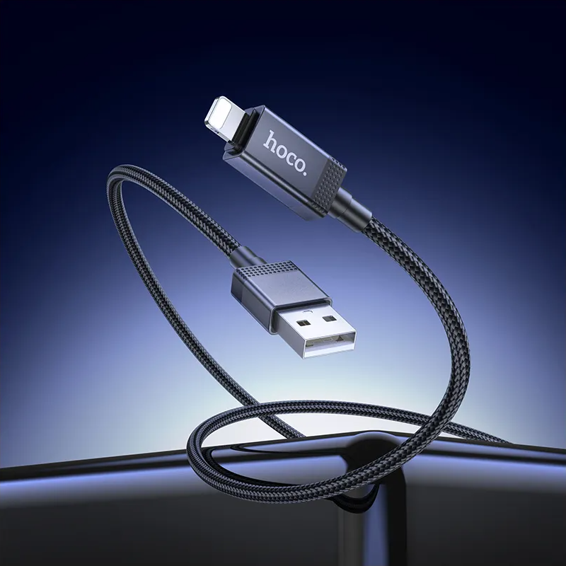 USB-A - Lightning Lade- og Datakabel HOCO X118 Display, 12W, 1m, Svart