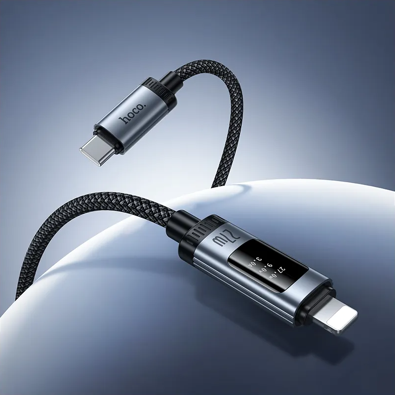 USB-C - Lightning Data- og Ladekabel HOCO Display U148, 27W, 1.2m, Svart