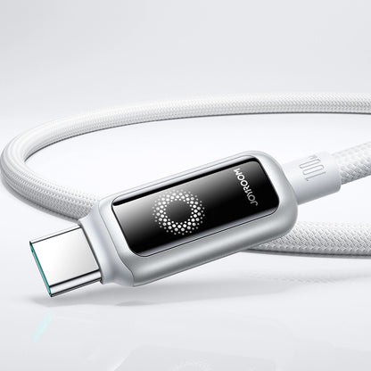 USB-C til USB-C data- og ladekabel Joyroom S-A55 StarFlight Display, 100W, 1.2m, Hvit