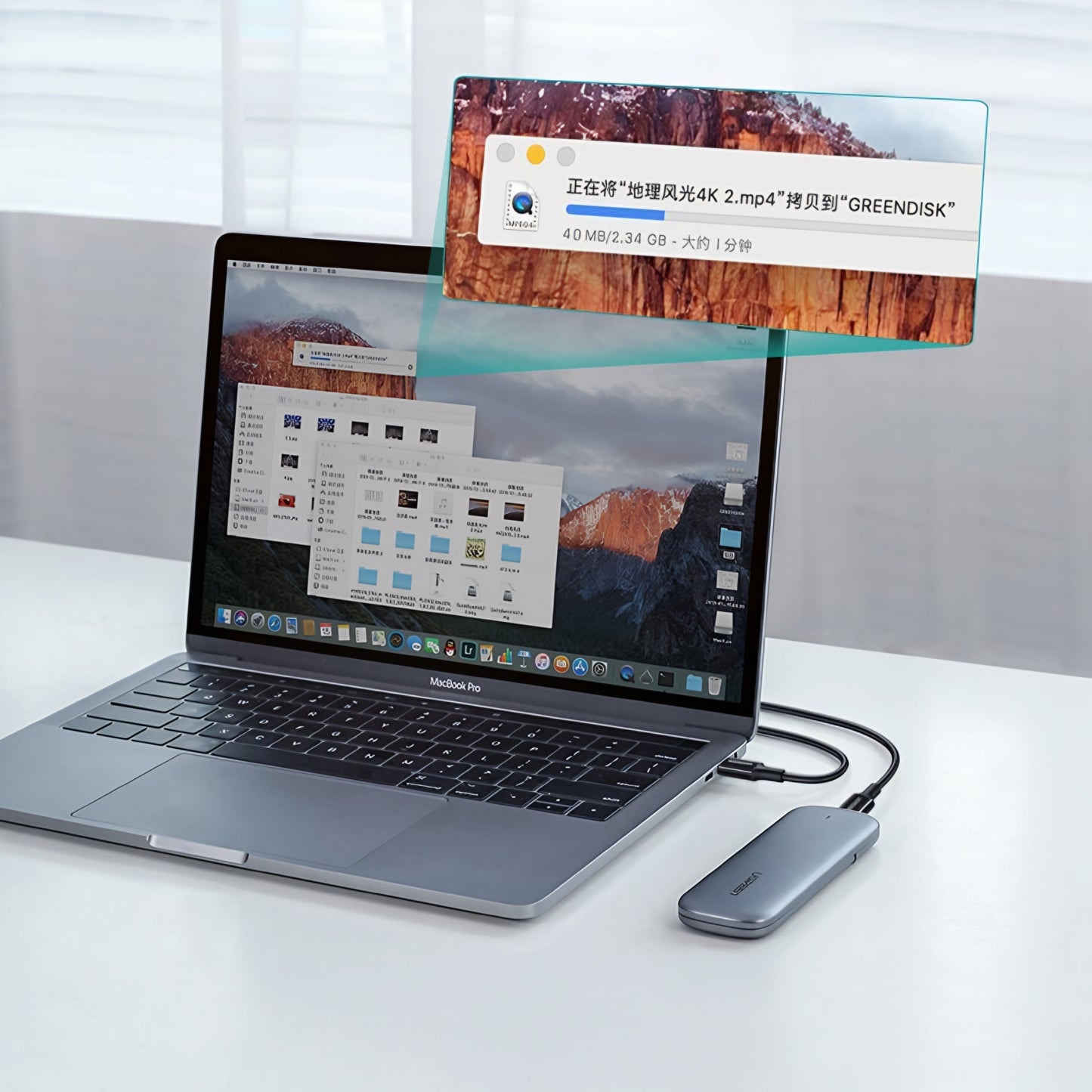 USB-C til USB-C data- og ladekabel UGREEN US300, 100W, 2m, Hvit