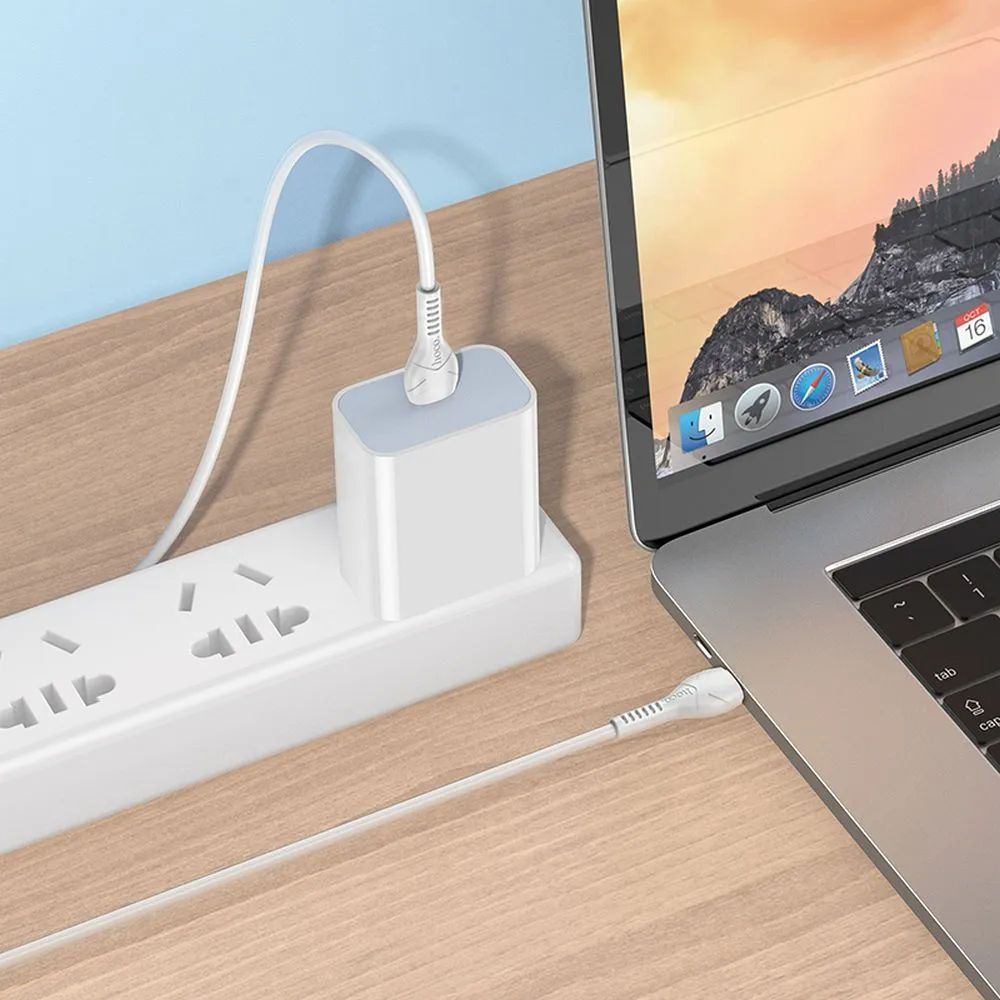 Data- og ladekabel USB-C - USB-C HOCO X37, 60W, 1m, Hvit