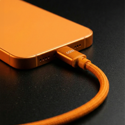 USB-C Data- og ladekabel - USB-C Forever Saffron, 60W, 1m, Oransje