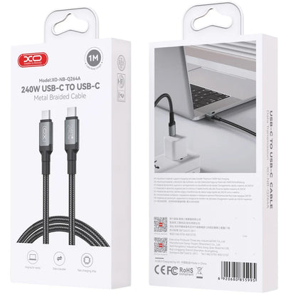 USB-C data- og ladekabel - USB-C XO Design NB-Q264A, 240W, 1m, Svart