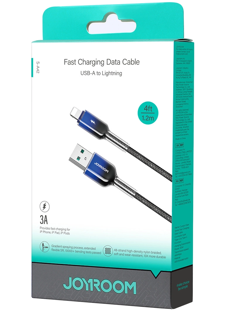 USB-A til Lightning data- og ladekabel Joyroom S-A42, 18W, 1,2m, svart