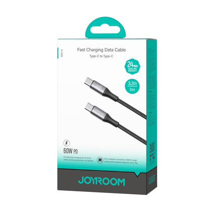 USB-C til USB-C data- og ladekabel Joyroom S-A28 Flash, 60W, 1m, Svart