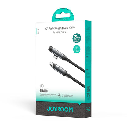 USB-C til USB-C data- og ladekabel Joyroom S-A56 EnjoyX Angled, 60W, 1.2m, Svart