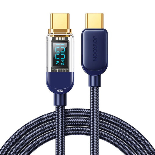 USB-C til USB-C data- og ladekabel Joyroom A4 Display, 100W, 1.2m, Blå